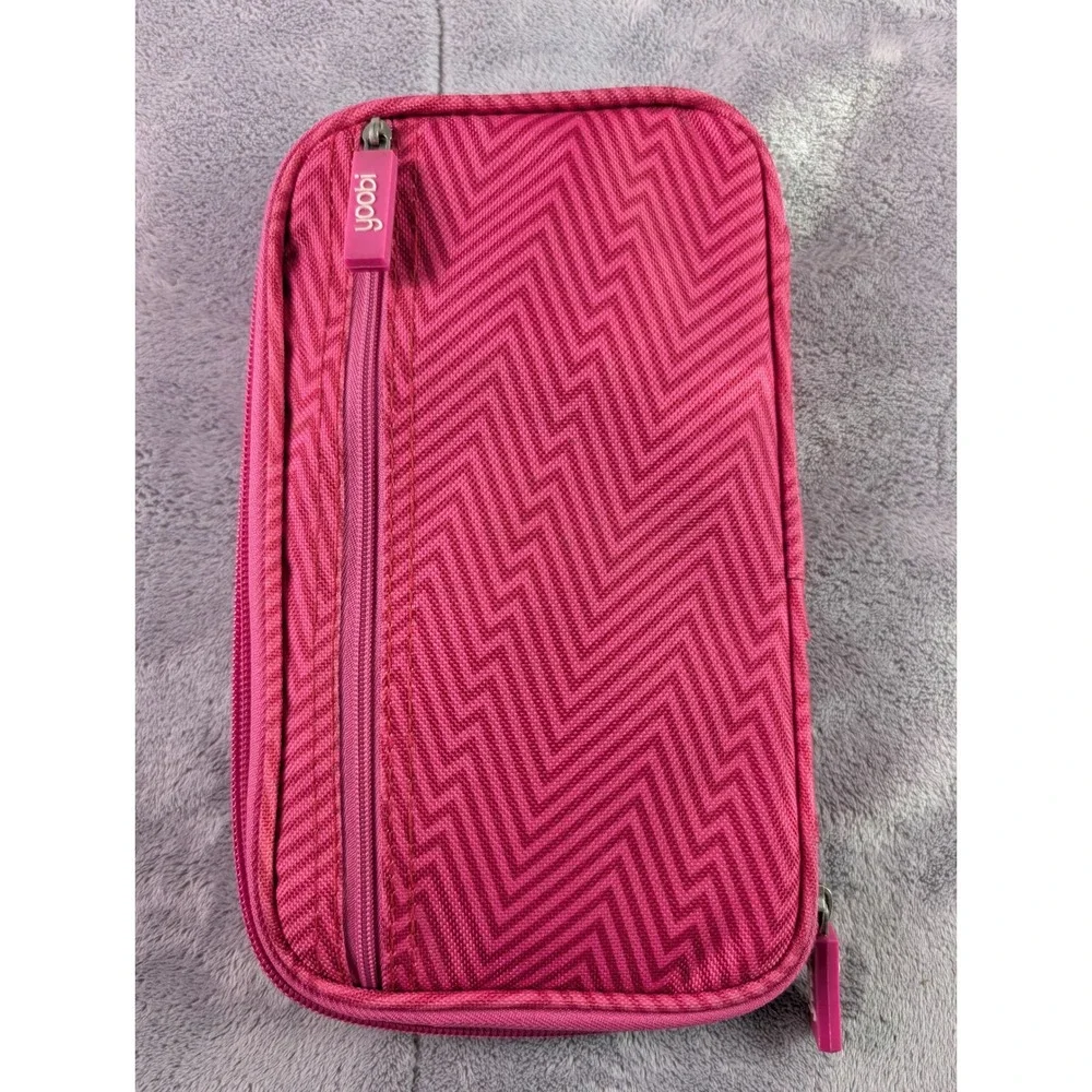 Yoobi Pink Zigzag Chevron Document Organizer Case Zip Around Travel Pouch